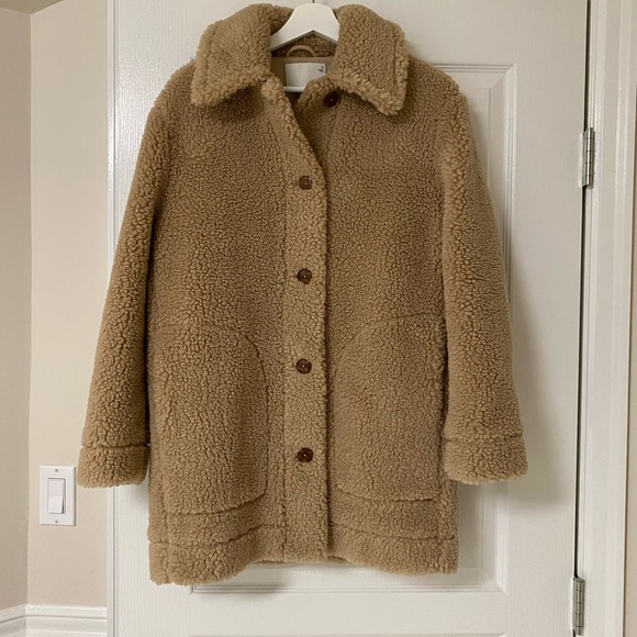 Aritzia Wilfred Free Teddy Long Jacket. BNWT. Size XS. Camel colour - Picture 1 of 10